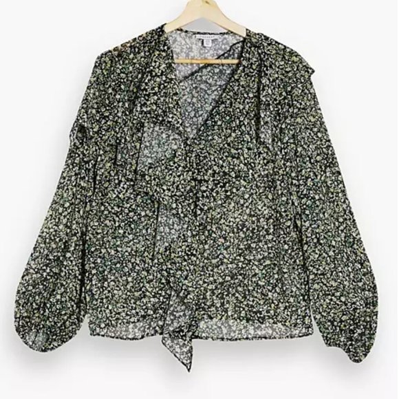 NWT TOPSHOP Ruffle Long sleeve Blouse sz 4 - Picture 5 of 11